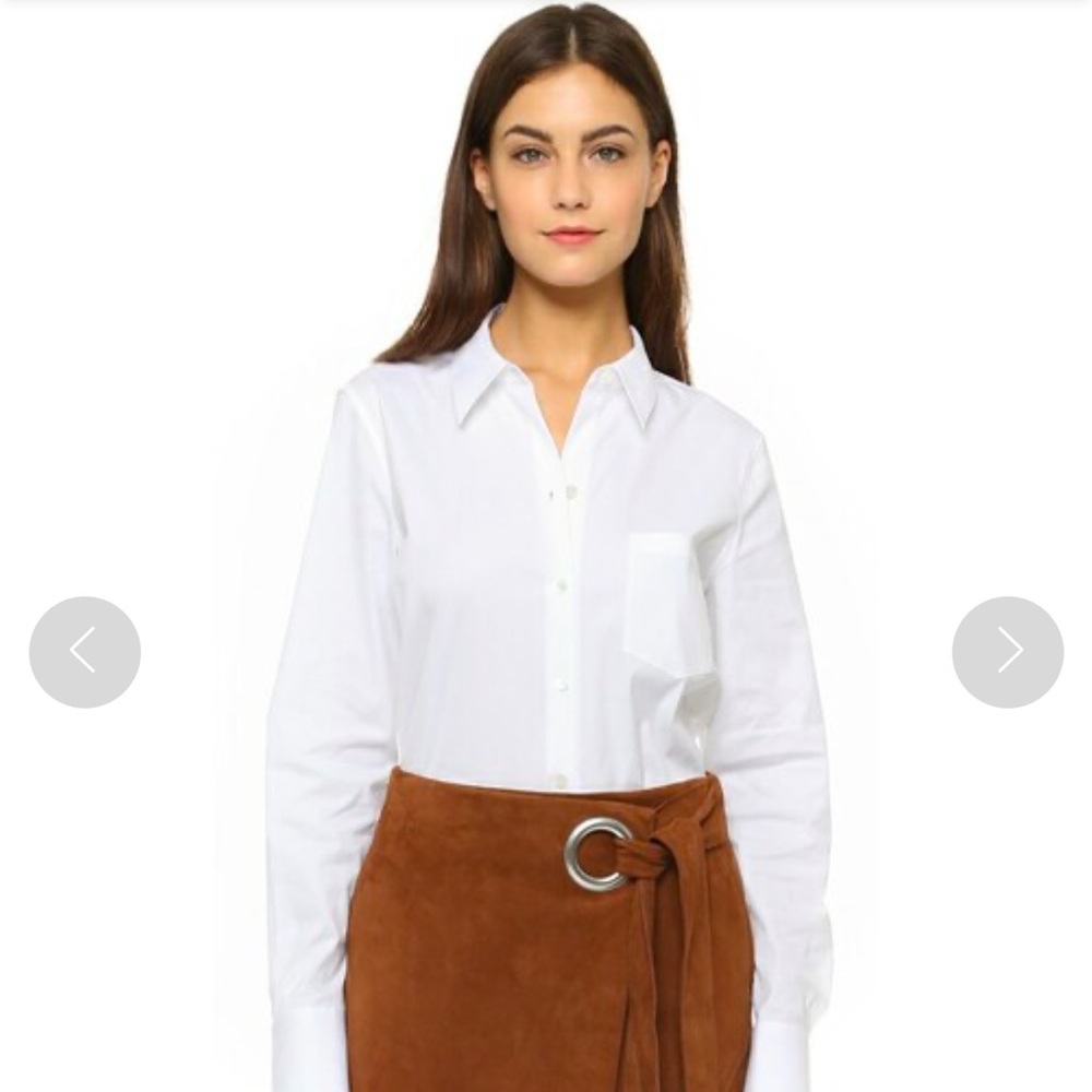 Theory Luxe Robertson Oversized Shirt button down dress white petite